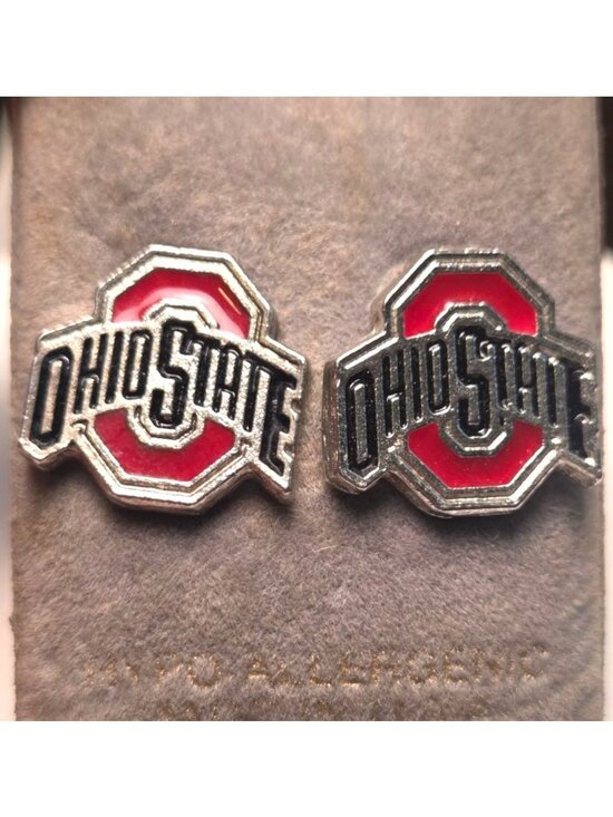 Cal.Co Jewelry - Ohio State Buckeyes Logo Earrings - Collegiate Licensed Product - Made In USA